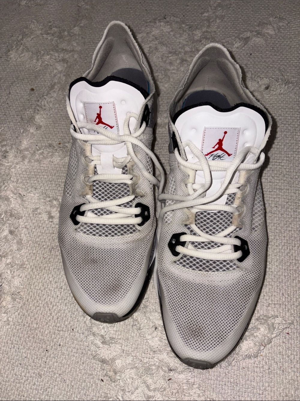 Jordan Men’s White and Red Low-Top Athletic Sneakers